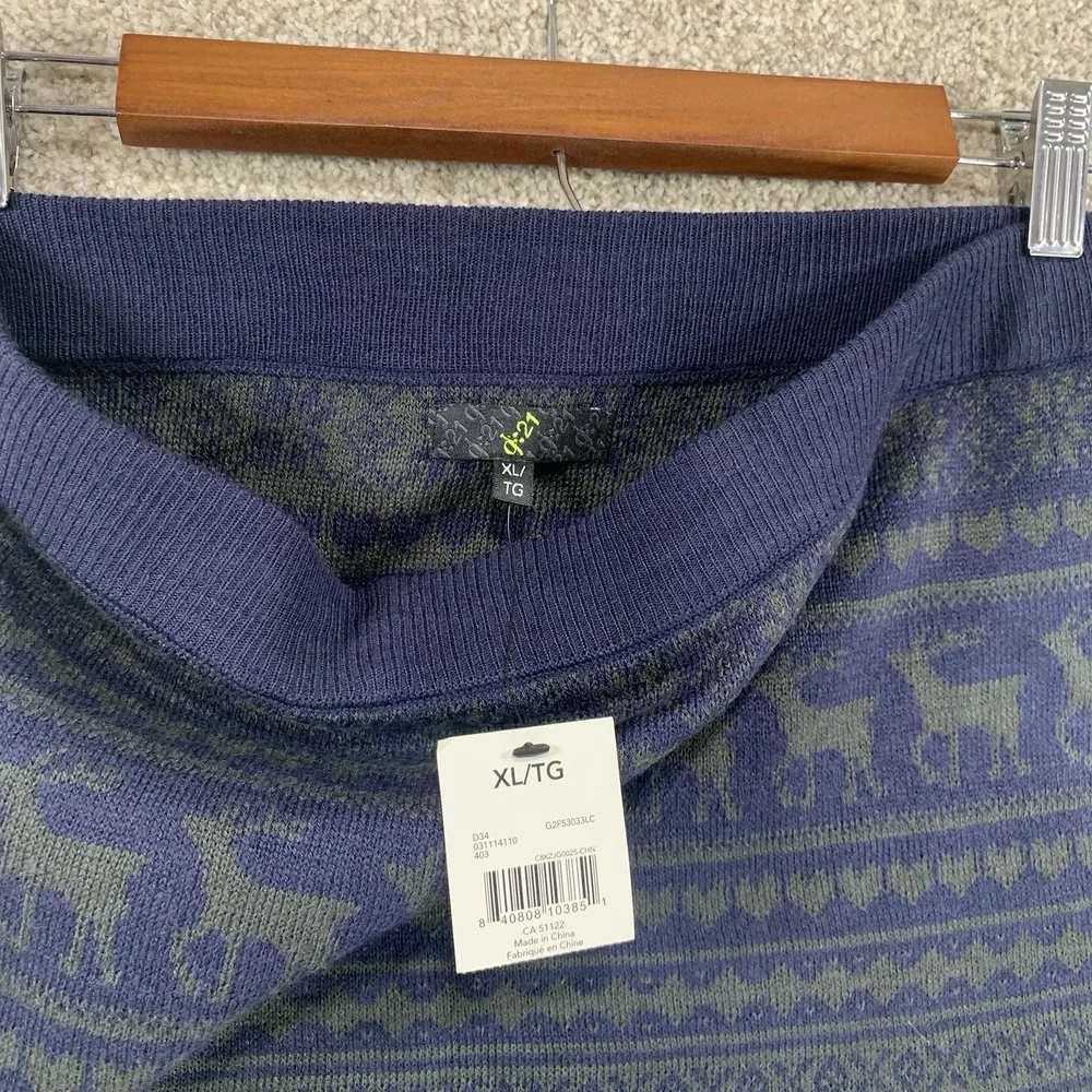 New VTG Y2K G21 Sweater Mini Skirt XL Christmas Fair Aisle Deer Cottage Core‎